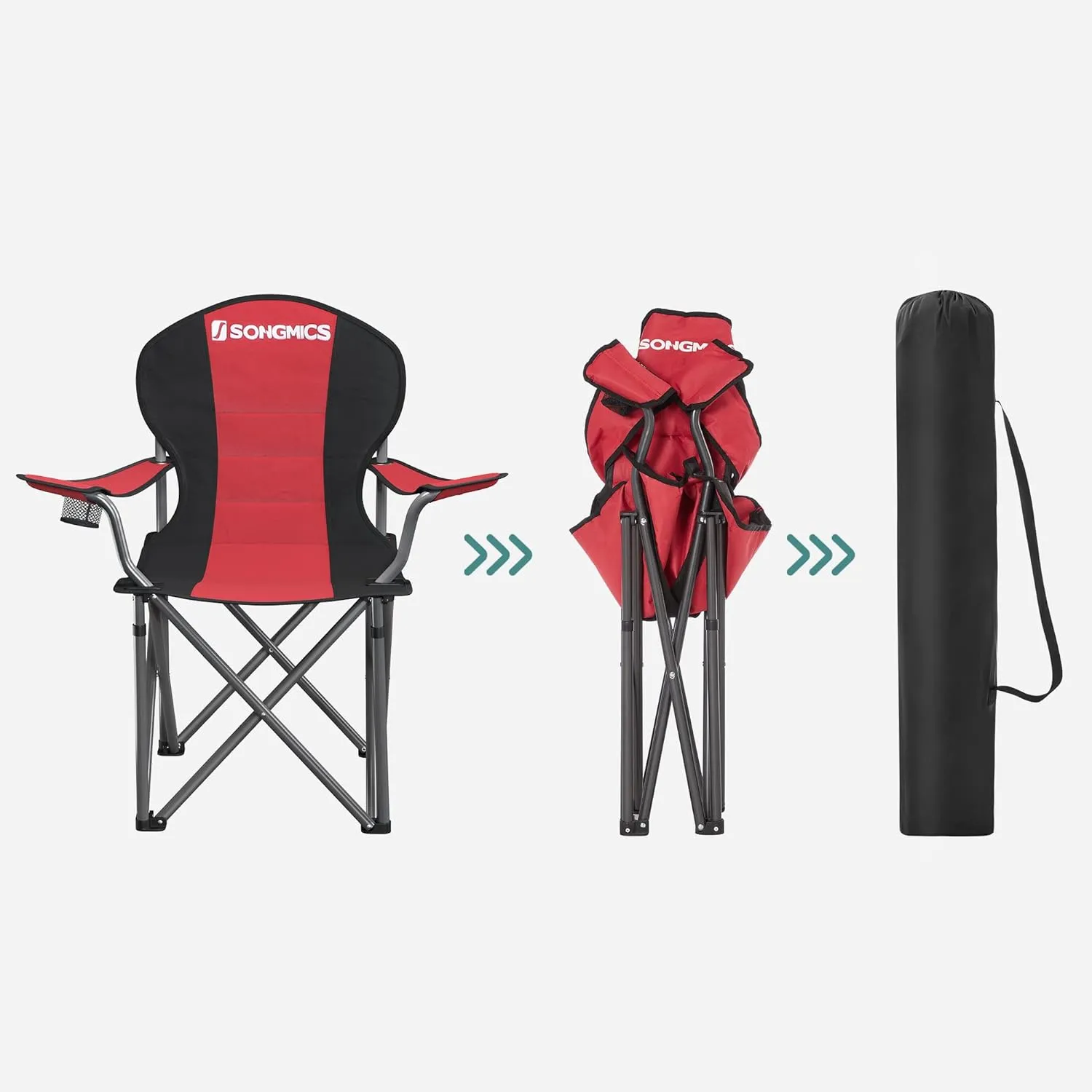 Padded Foldable Camping Chair with Bottle Holder - SONGMICS