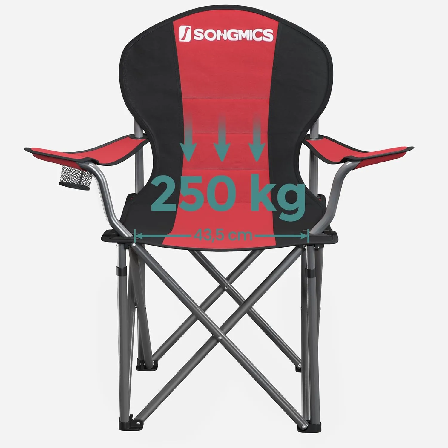 Padded Foldable Camping Chair with Bottle Holder - SONGMICS