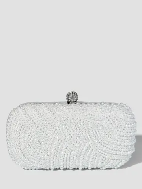 Pearl Studded Cross Handle Bag