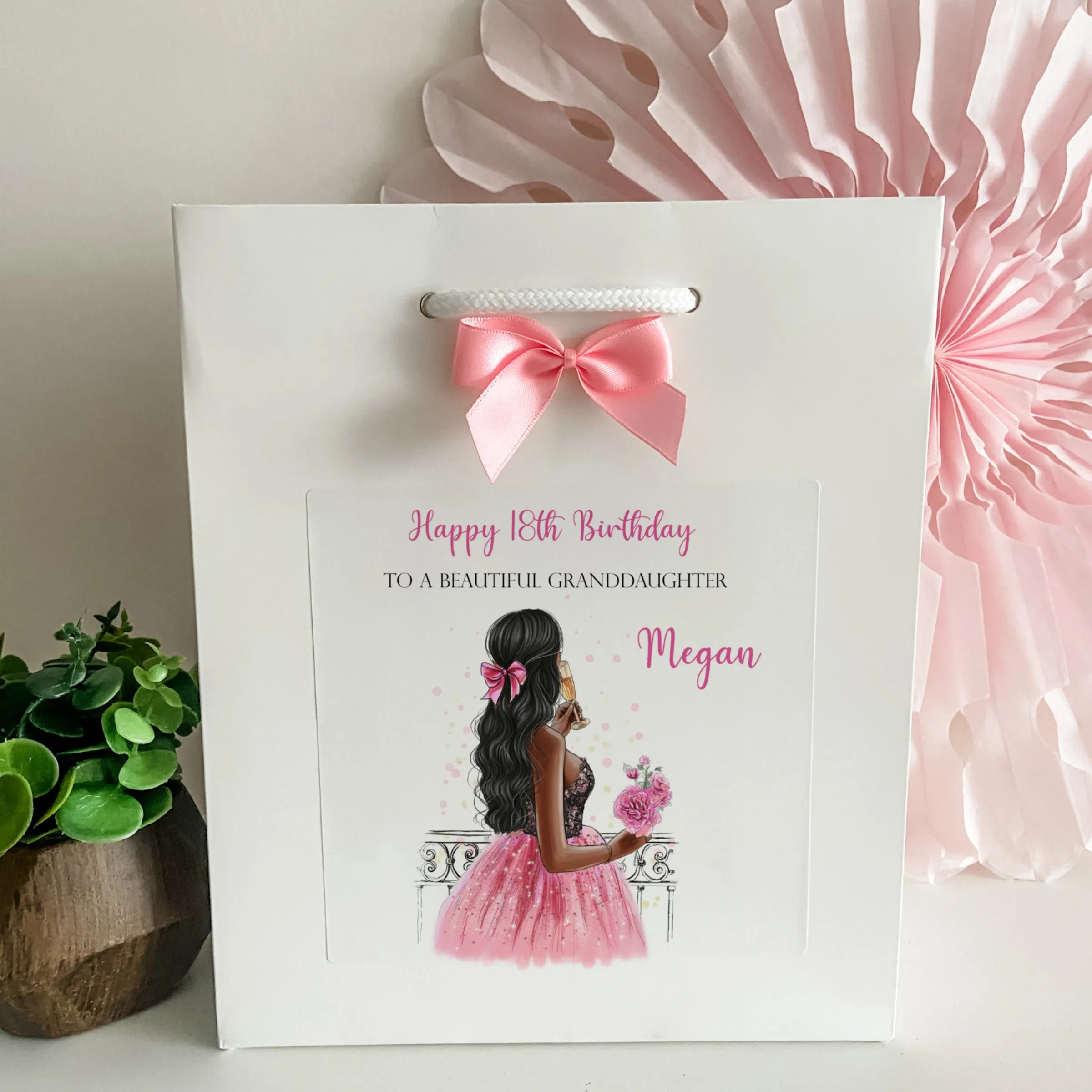 Personalised Birthday Gift Bag Girl Pink Dress