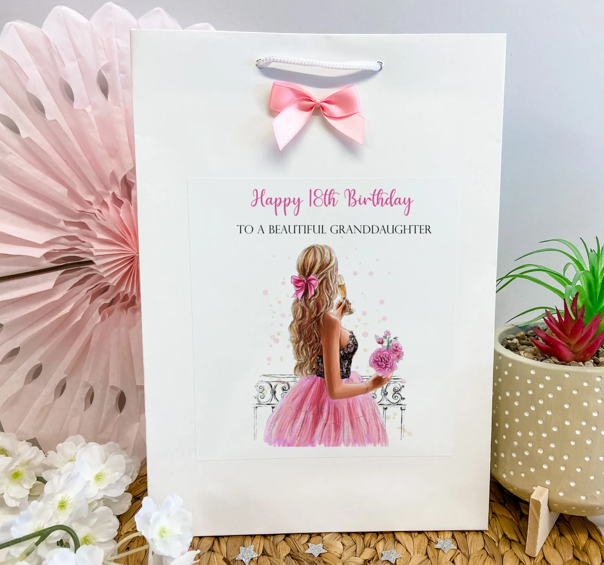 Personalised Birthday Gift Bag Girl Pink Dress