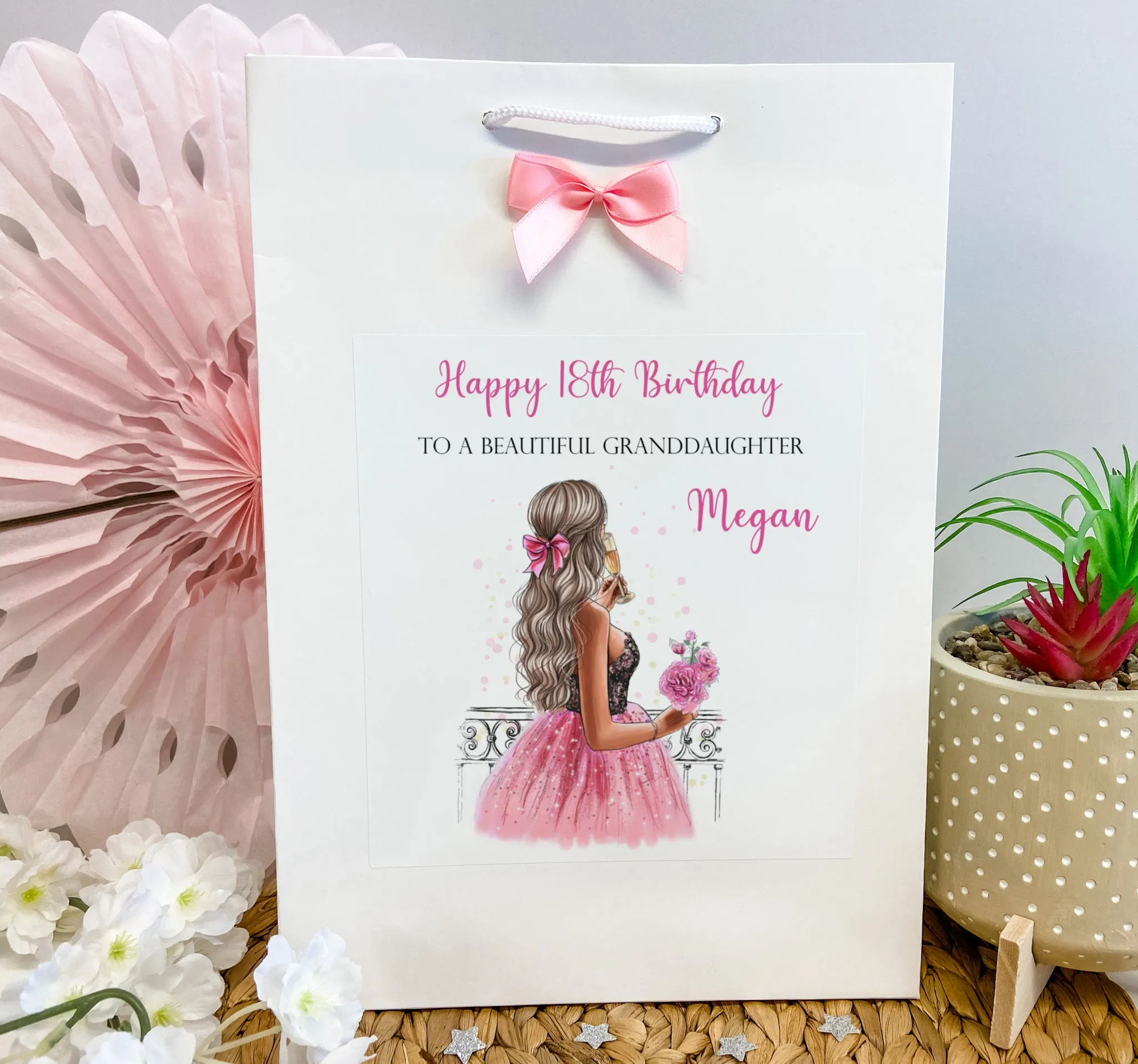 Personalised Birthday Gift Bag Girl Pink Dress