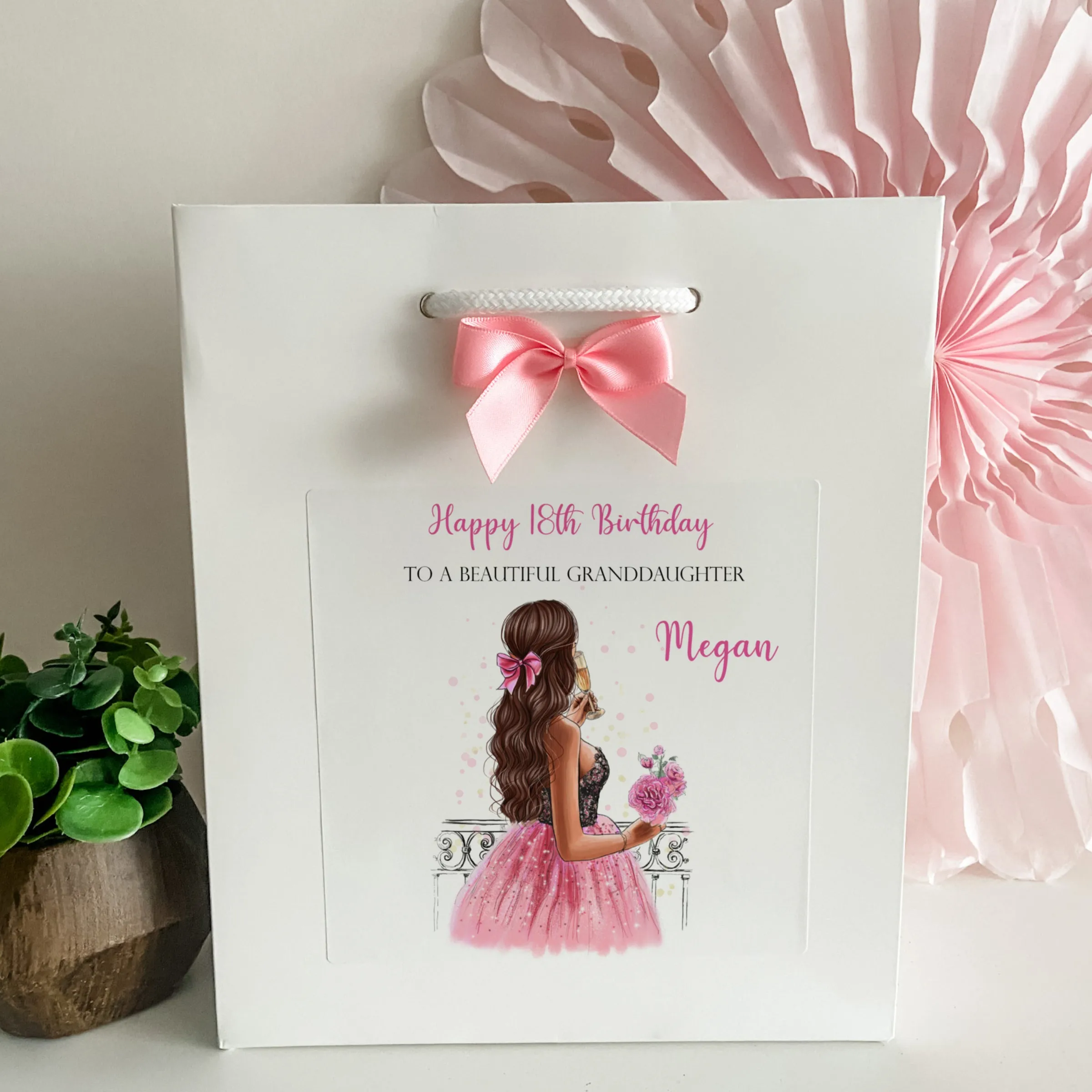 Personalised Birthday Gift Bag Girl Pink Dress