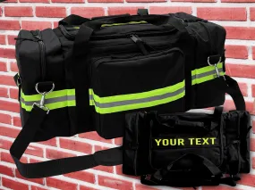 Personalized Firefighter Gym Bag or Station Bag in Black with Your Name or Custom Text