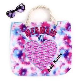 Personalized Rope Tote Bag with Sunglasses - Mermaid