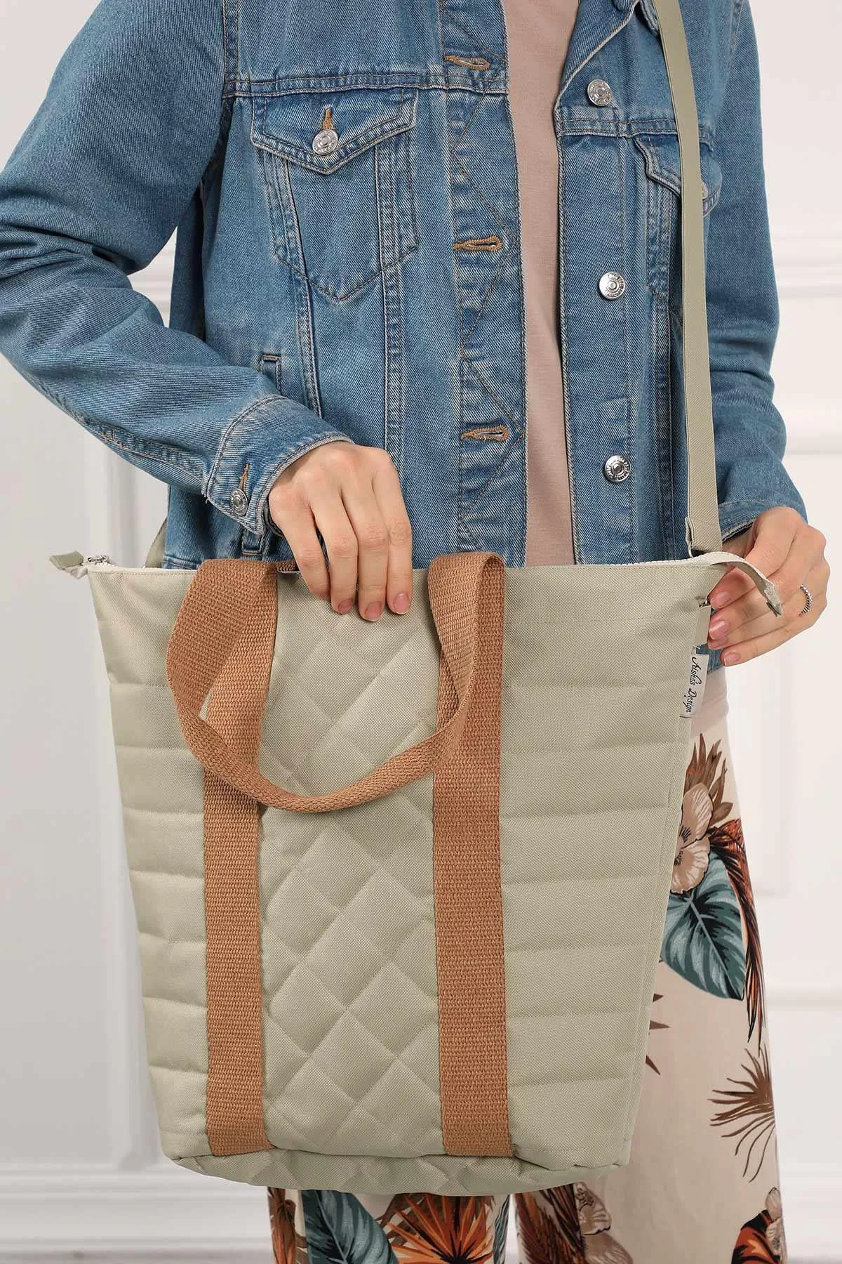 Polyamide Canvas Quilted Hand Shoulder Bag with Inner Pocket Casual Large Capacity Messenger Bag Daily Travel Shopping Bag,C-32