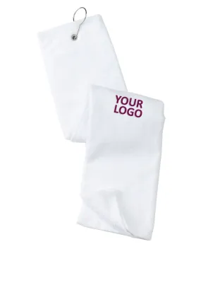 Port Authority Grommeted Tri-Fold Golf Customized Towels, White