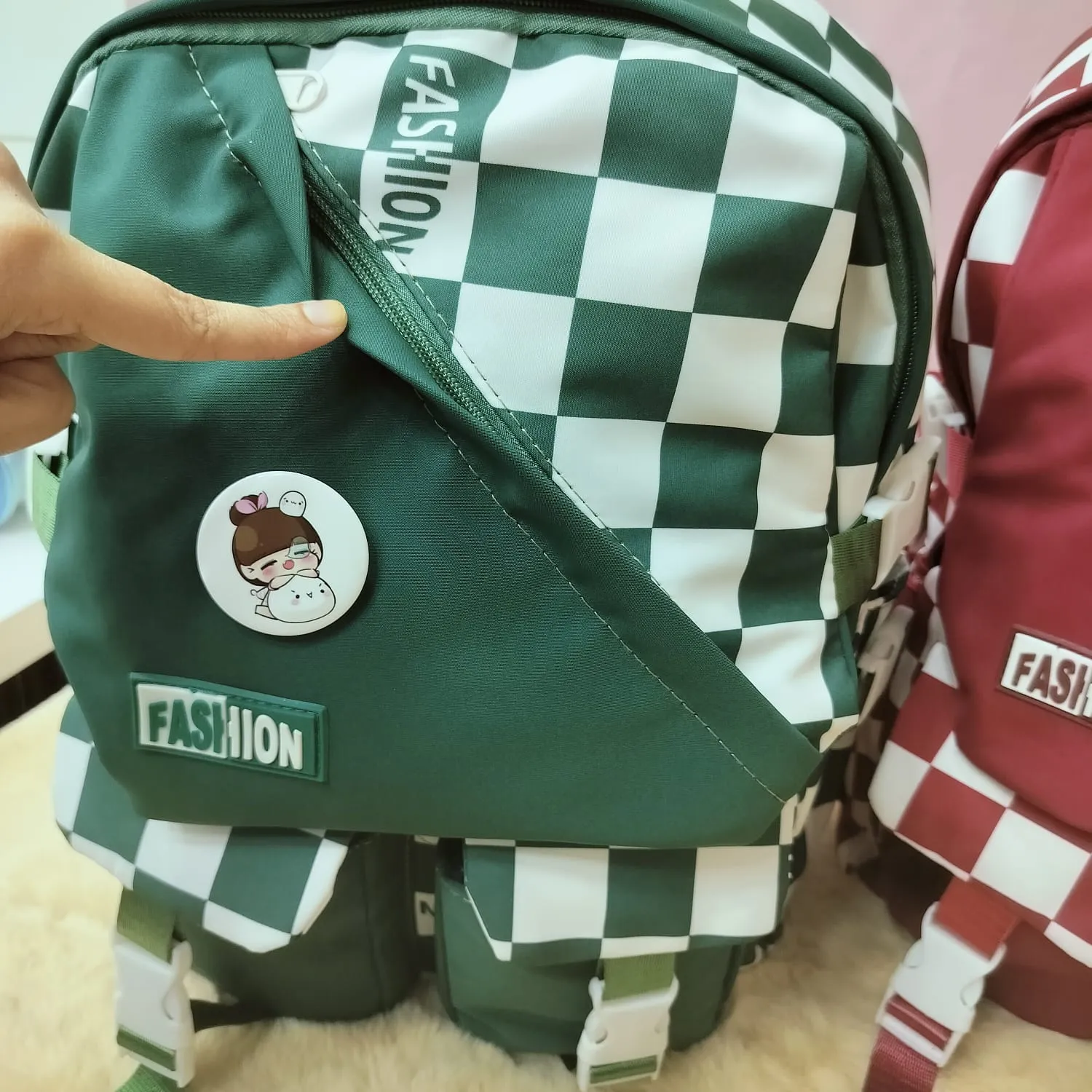 Printed Checks Backpack