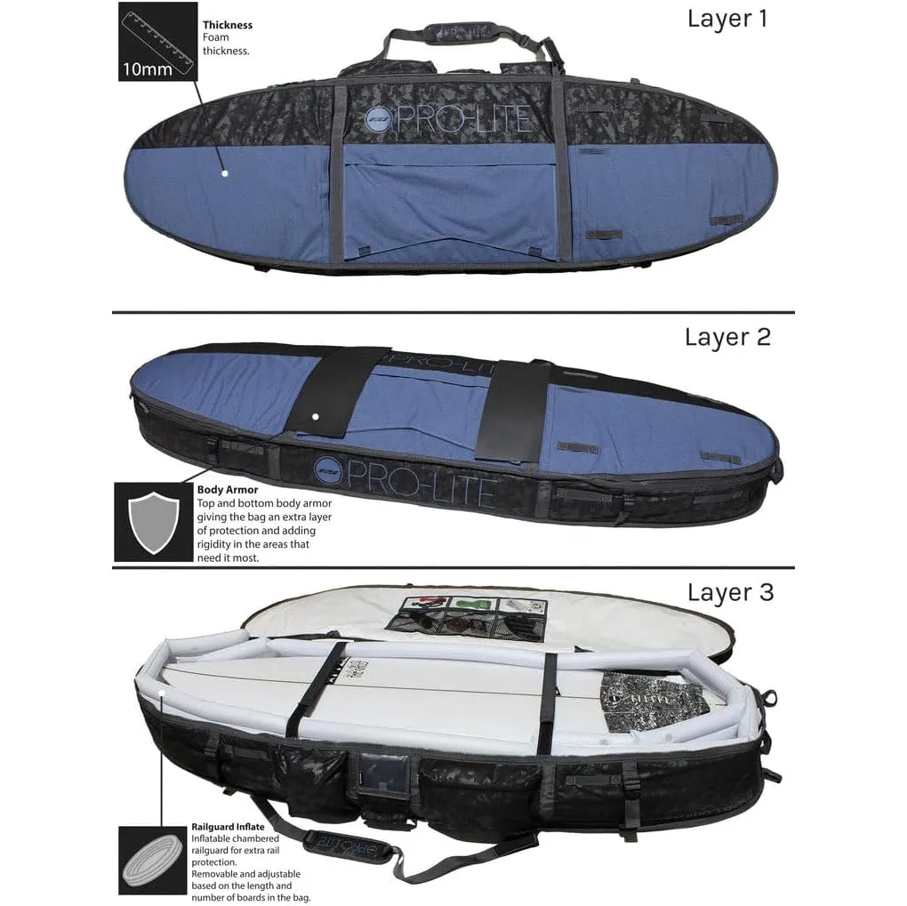 Pro-Lite Board Bag - Armored Finless Coffin 6'6 to 7'0 (3-4 boards)