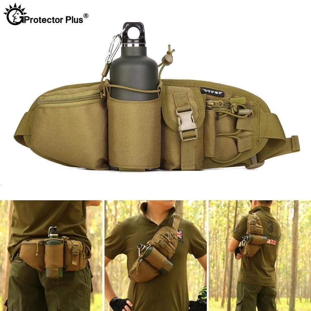 Protector Plus Tactical Waist Case Pack Bag Water Bottle Pouch Camping Hiking Hunting