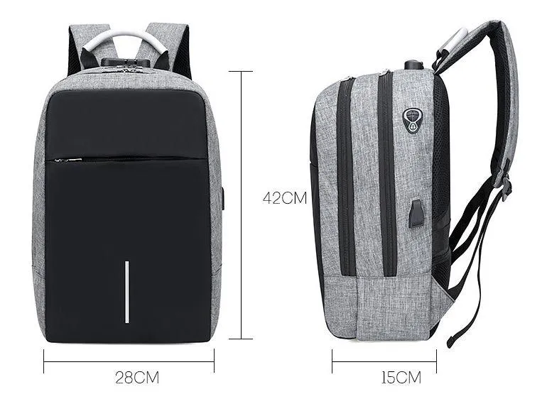 Raids Anti-Theft Backpack With Usb Charging Ports Code Lock Black Bags