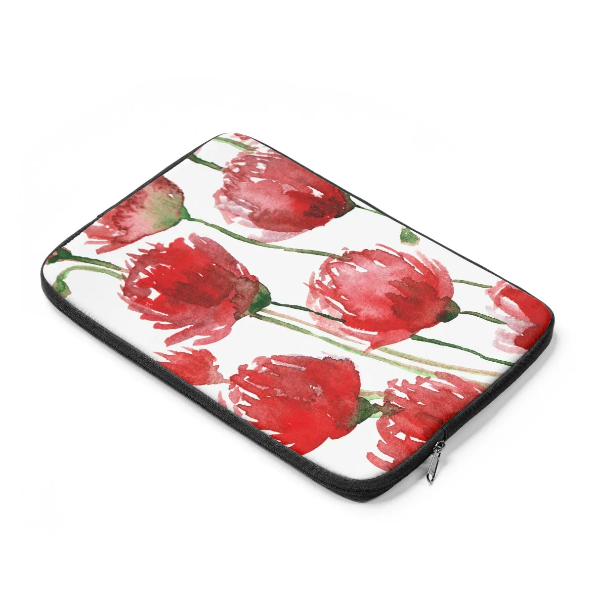 Red Poppy Flower Floral Print 12', 13", 14" Laptop Sleeve - Designed   Made in the USA