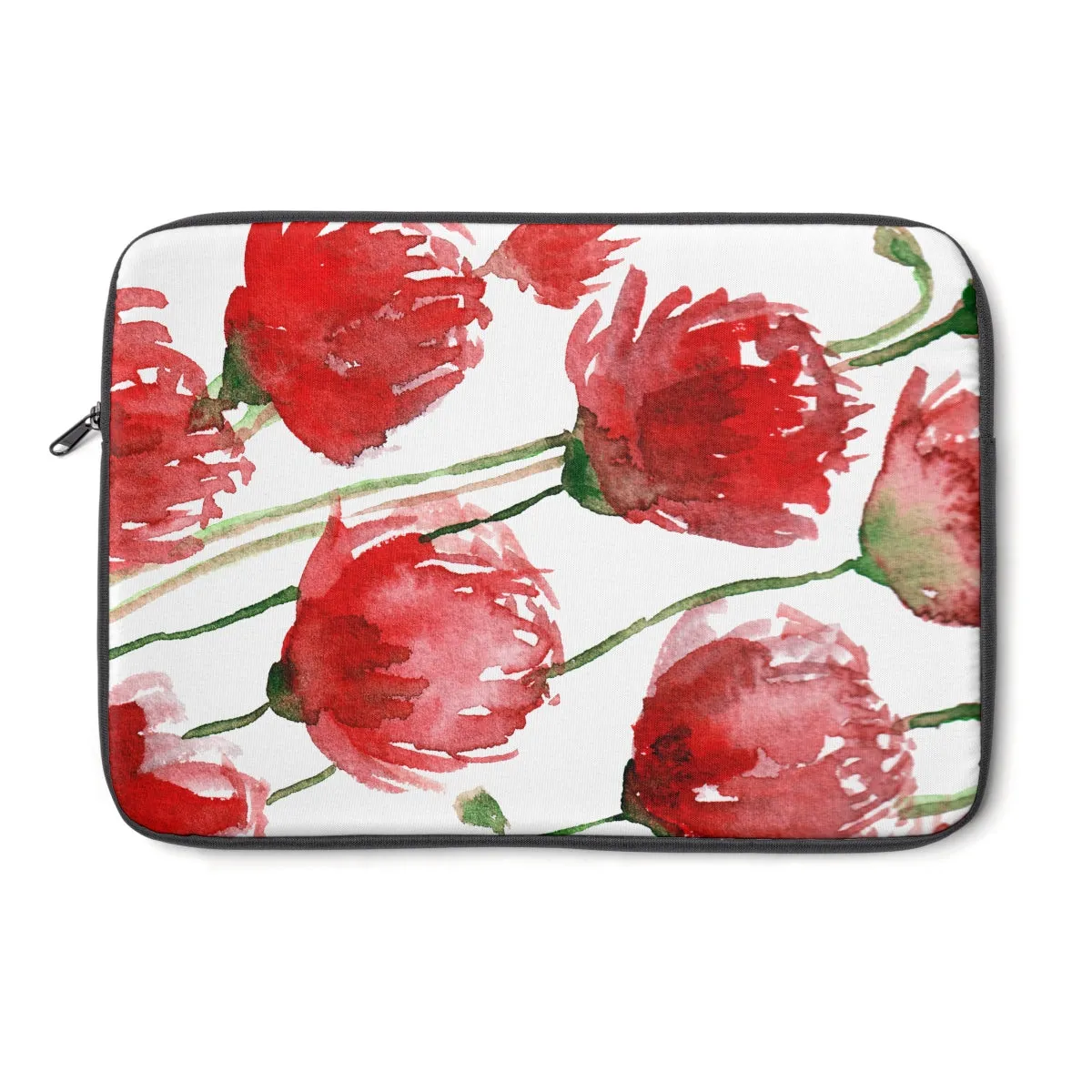 Red Poppy Flower Floral Print 12', 13", 14" Laptop Sleeve - Designed   Made in the USA