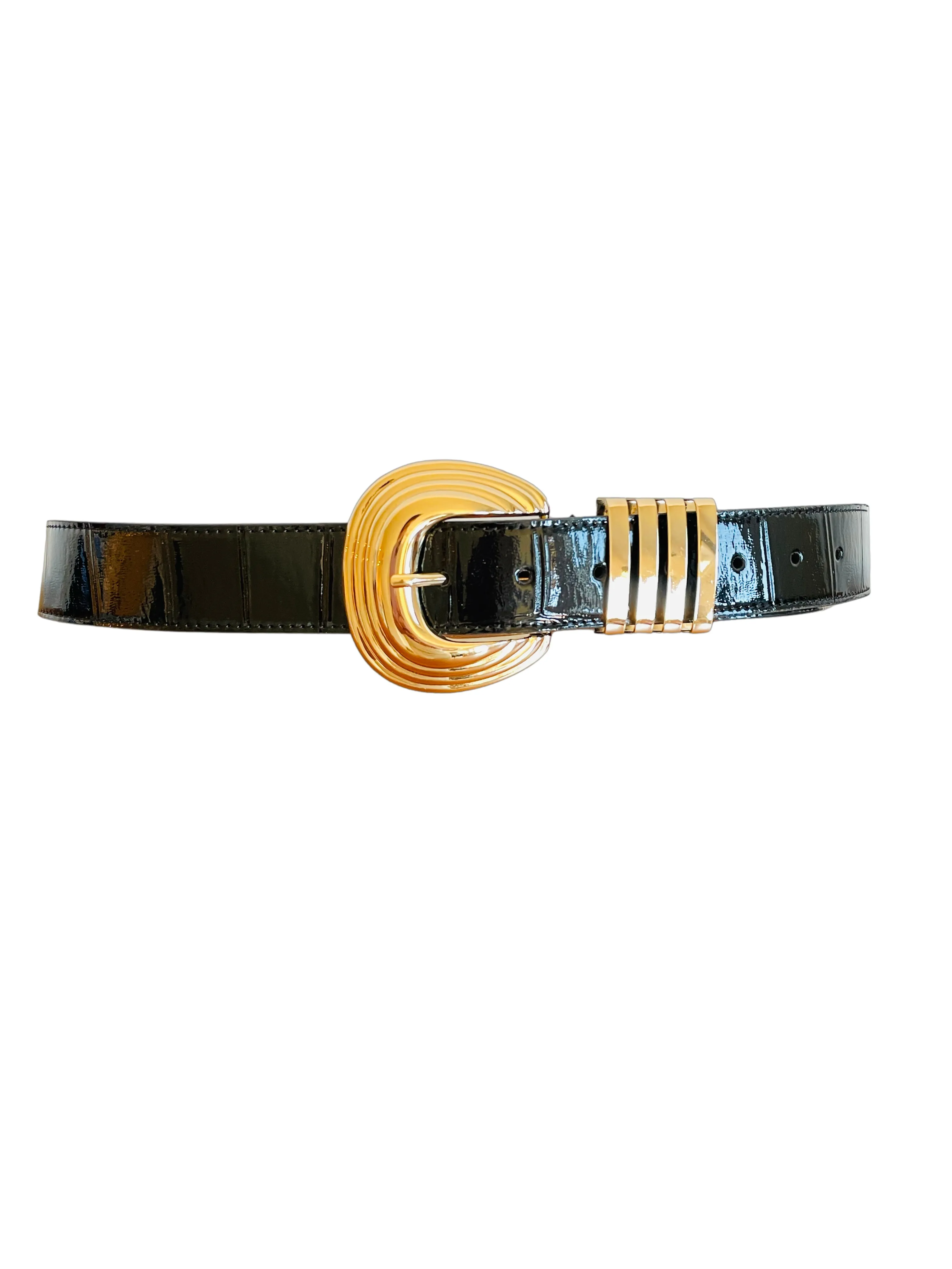 RENT Black Patent Waist Belt