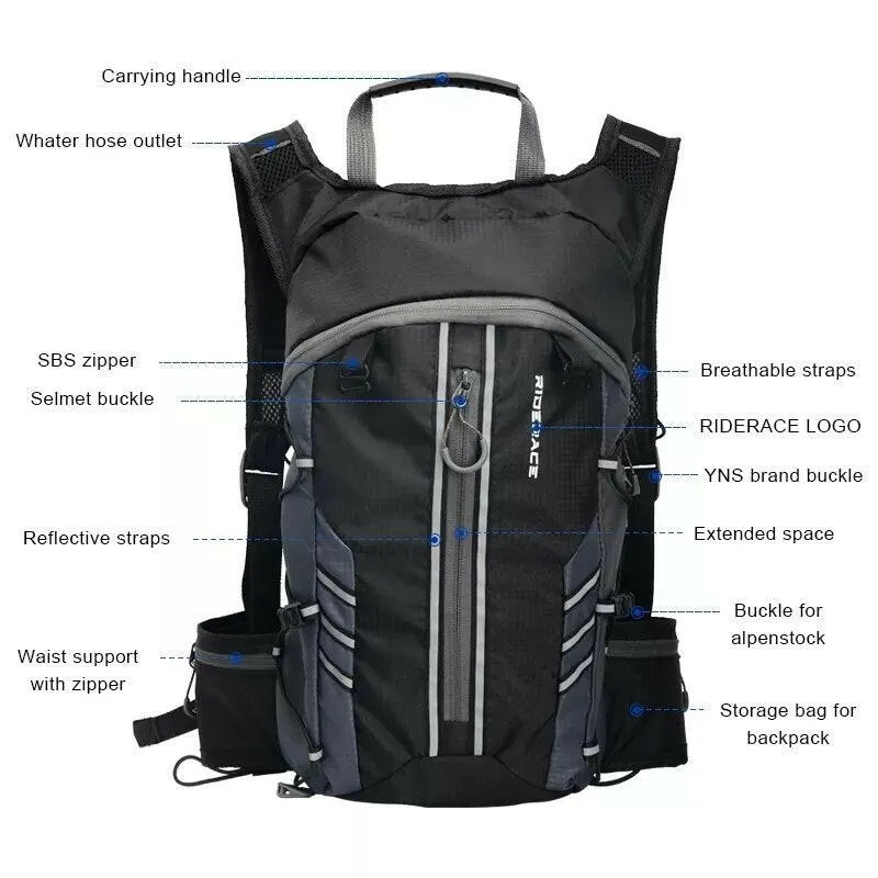 RIDERACE Bicycle Water Bag Foldable 10L Sport Outdoor Hiking Portable Breathable For Cycling Road Bike Pouch Hydration Backpack