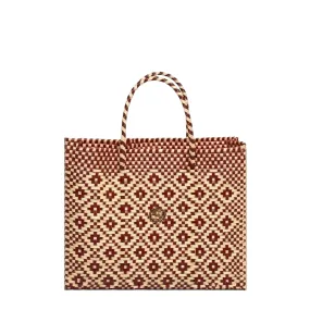 SMALL BURGUNDY AZTEC  TOTE BAG