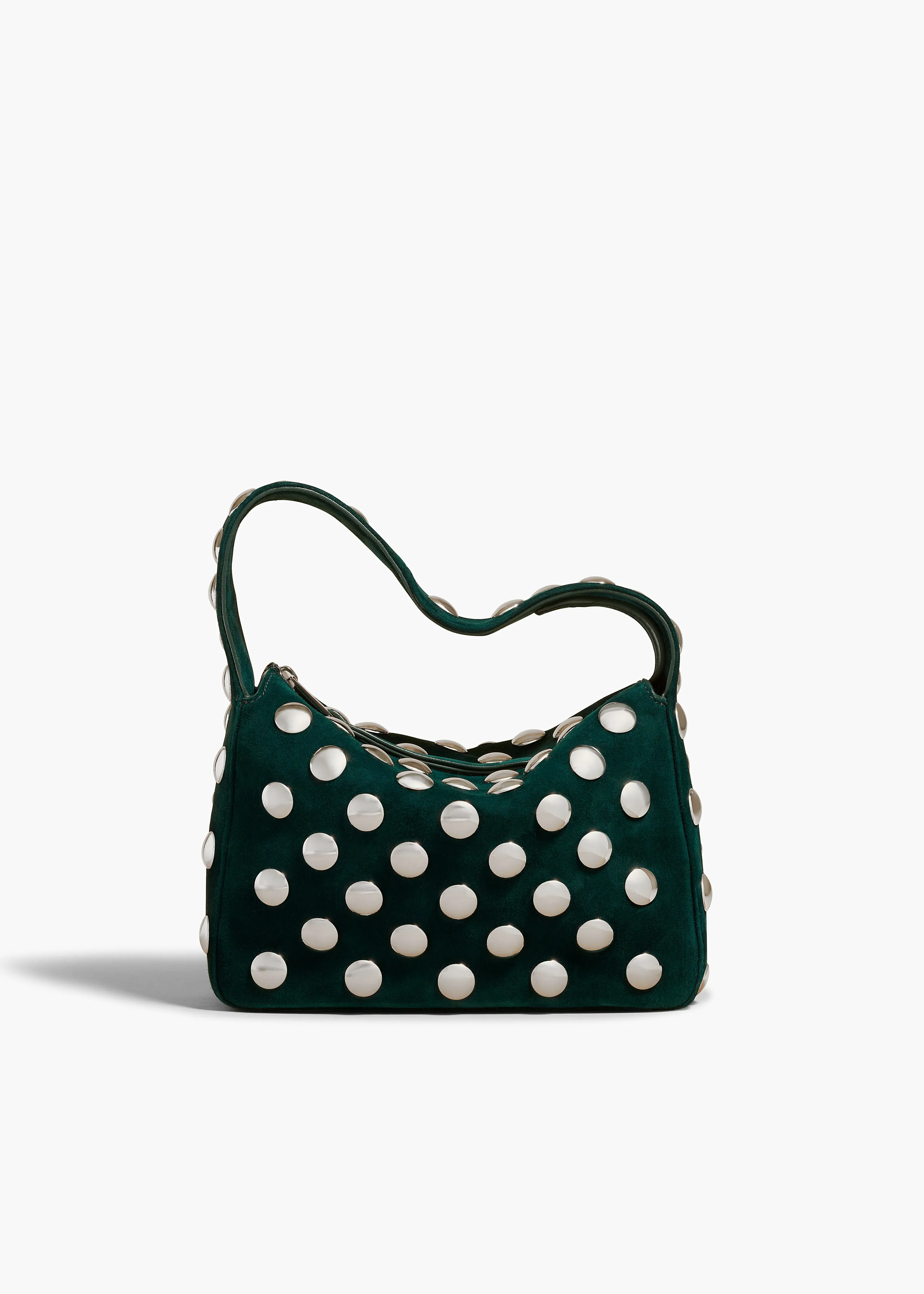 Small Elena Bag in English Green Suede with Studs