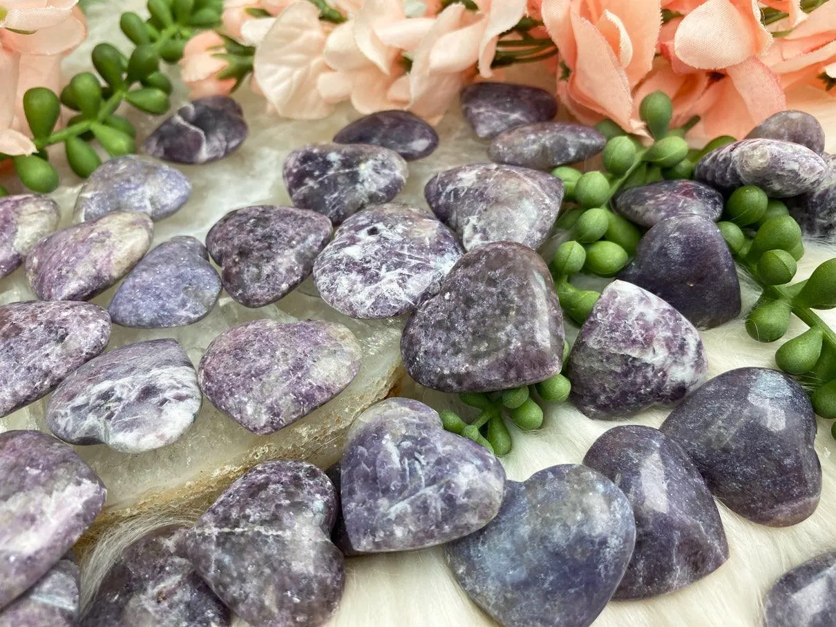 Small Lepidolite Hearts