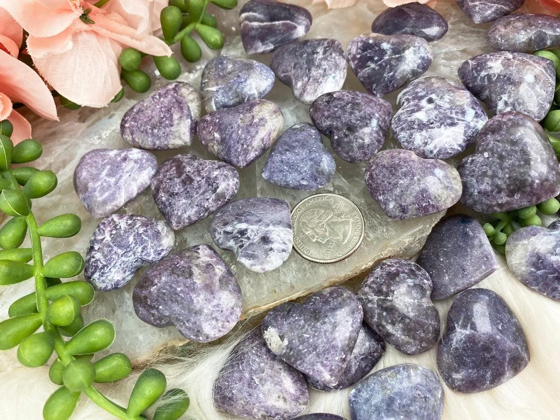 Small Lepidolite Hearts