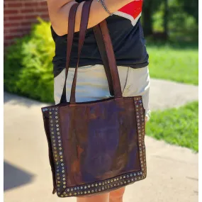 Spaghetti Western Brown Studded Shoulder Bag