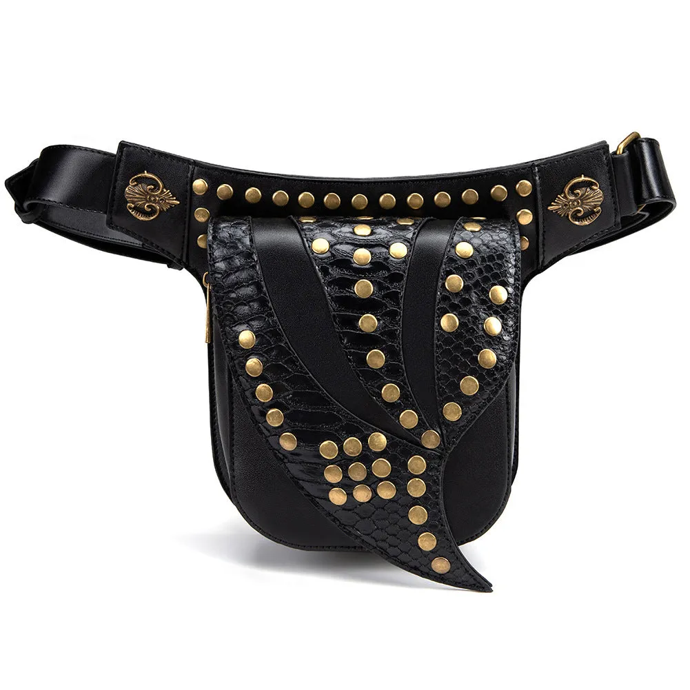 Steampunk Waist Leather Shoulder Leg Hip Holster Pouch Chain Bags Unisex