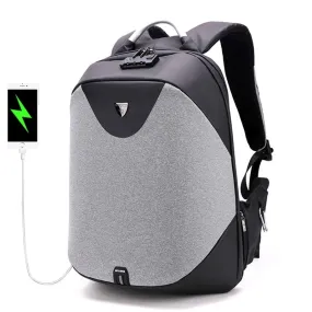 Stylish Anti Theft Travel Backpack with Cable Storage Board USB Charging Port for Men with Water Bottle Holder