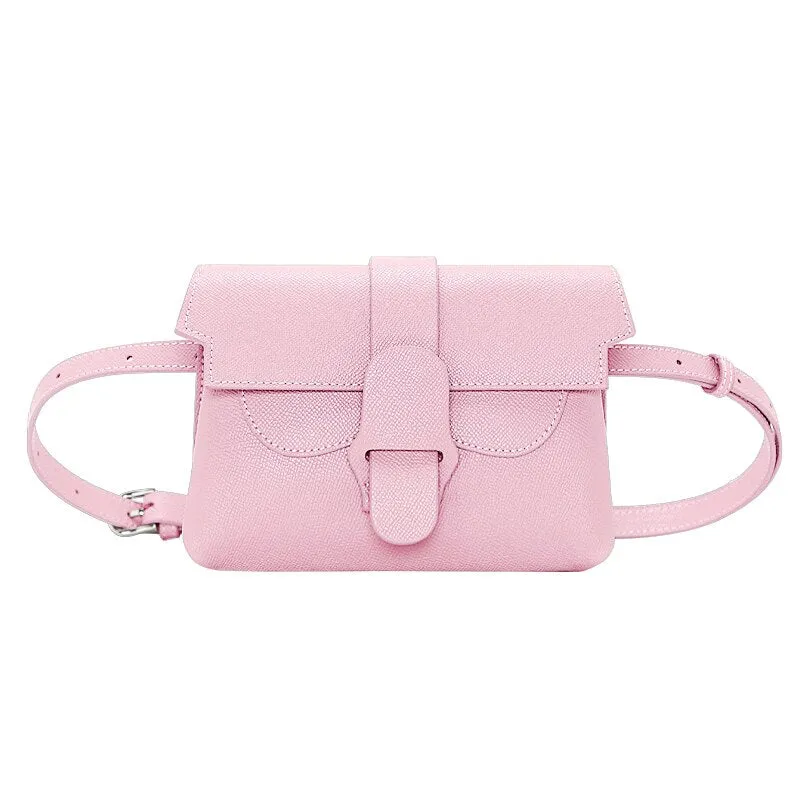 Stylish leather waist bag women Retro Messenger bag leather breast bag