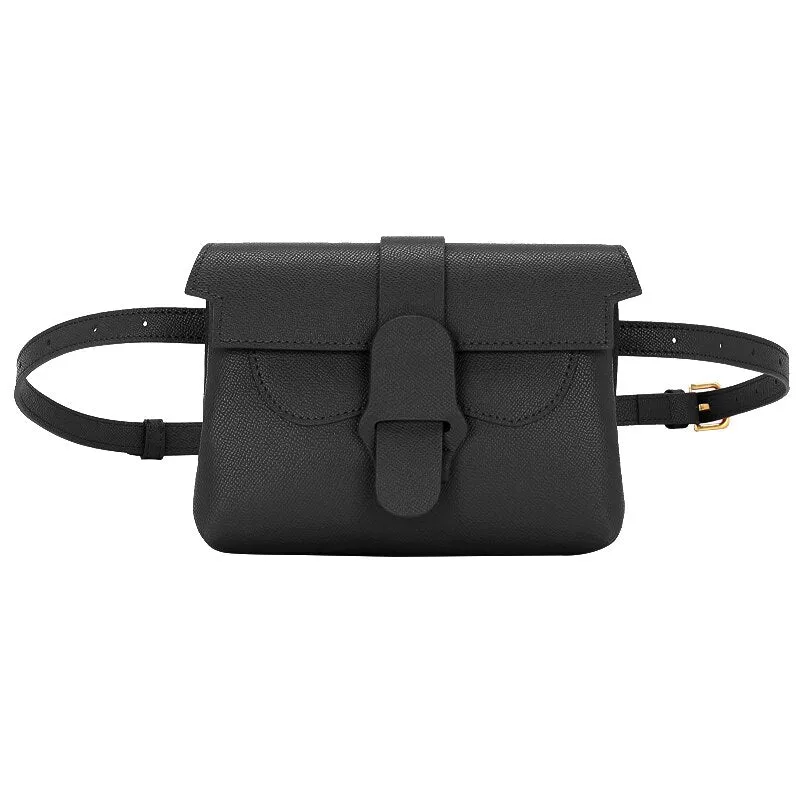 Stylish leather waist bag women Retro Messenger bag leather breast bag