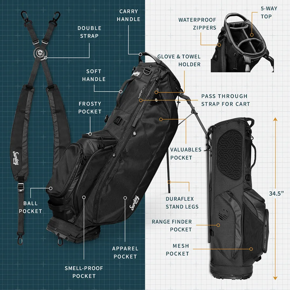 Sunday Golf Ryder '23 Stand Bag  - Matte Black