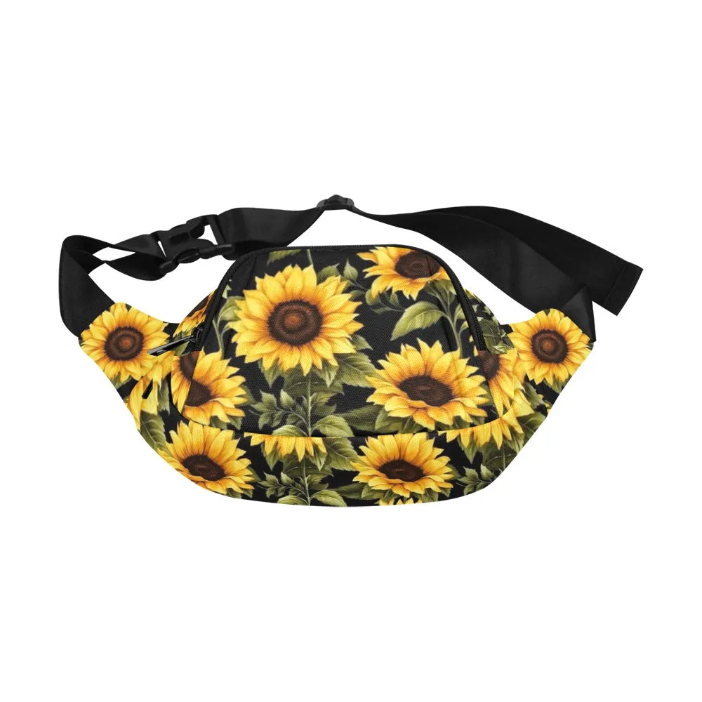 Sunflower Fanny Pack, Floral Flowers Waist Belt Bag Women Men Hip Bum 90s Designer Shoulder Festival Waterproof