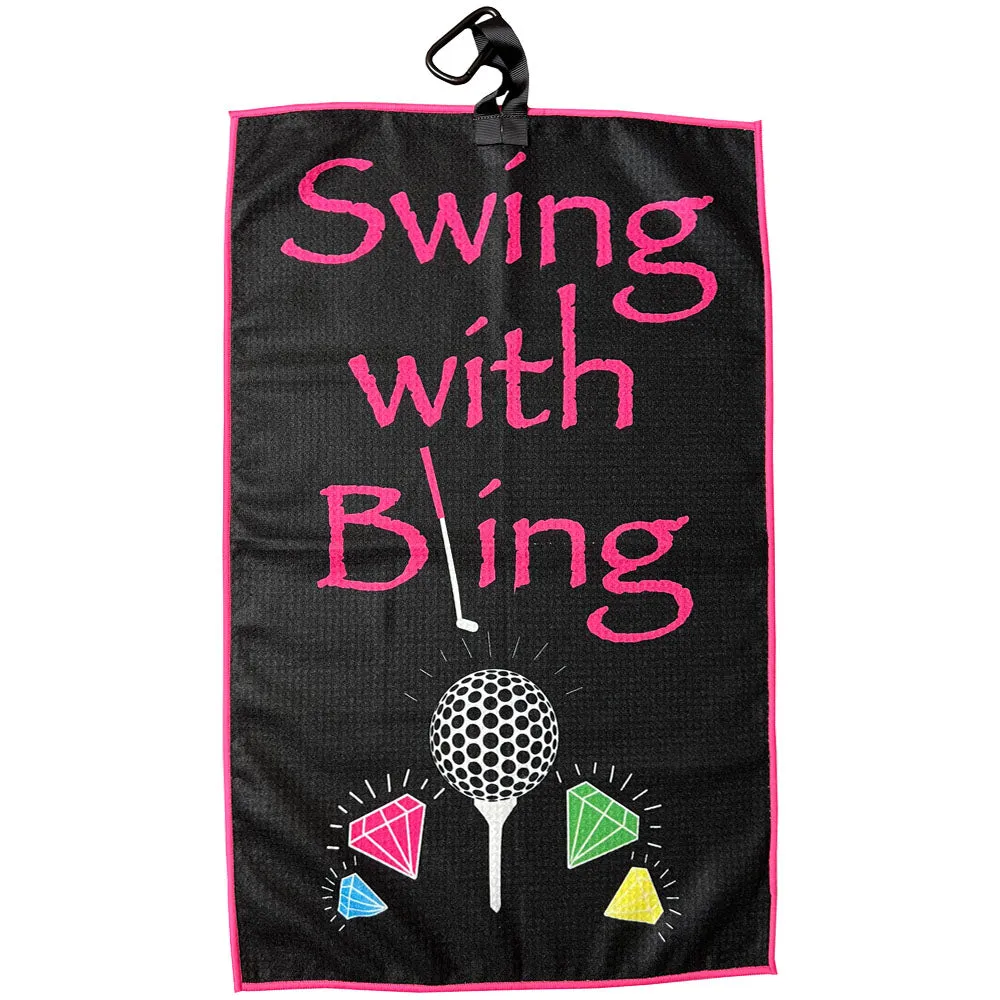 Swing With Bling Waffle Golf Towel