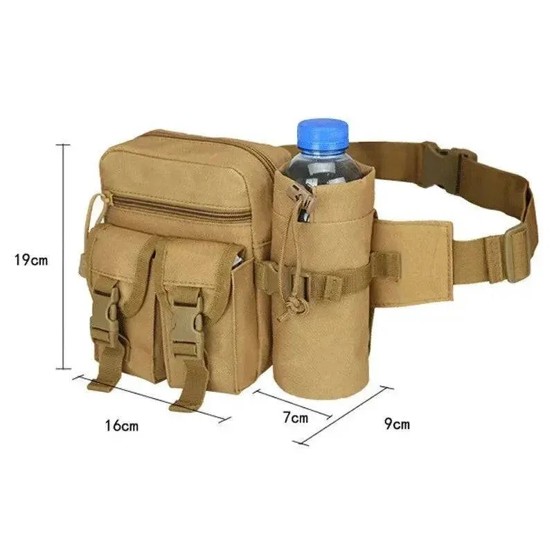 Tactical Men Waist Pack Nylon Hiking Water Bottle Phone Pouch Outdoor Sports Hunting Climbing Camping Belt Bag