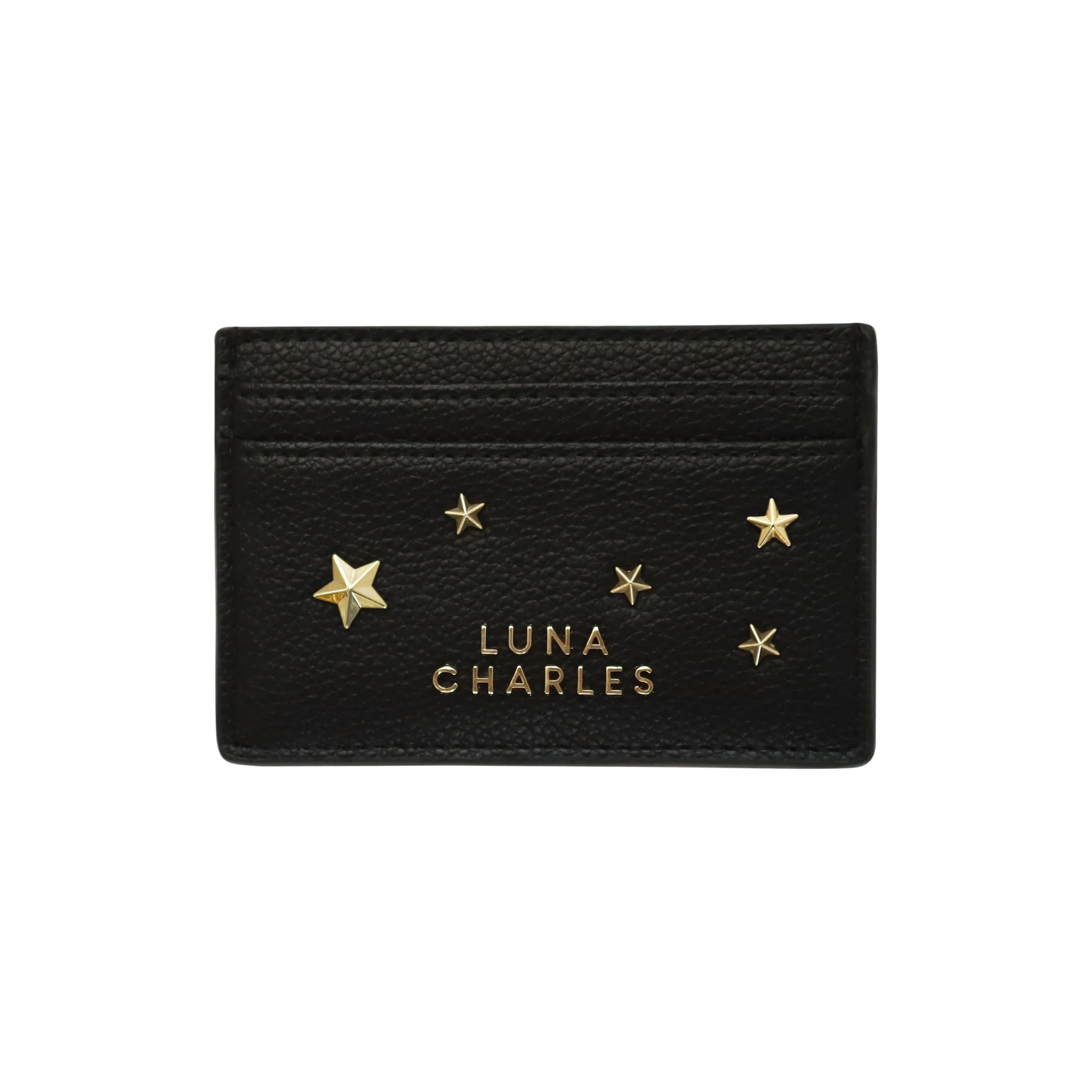 Tala Star Studded Card Holder - Black & Gold