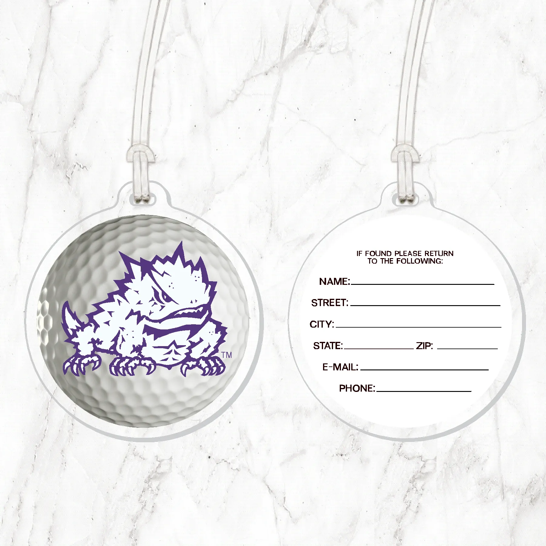 TCU Golf Ball Luggage Tag