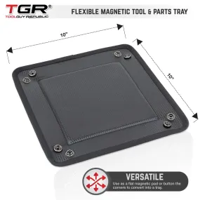 TGR Premium Flexible Magnetic Tool & Parts Tray Organizer 10”x10” - Perfect for Toolbox Drawers, Workshop & Garage