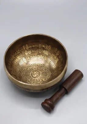 Tibetan Mantras Carving Double Dorjee Singing Bowl