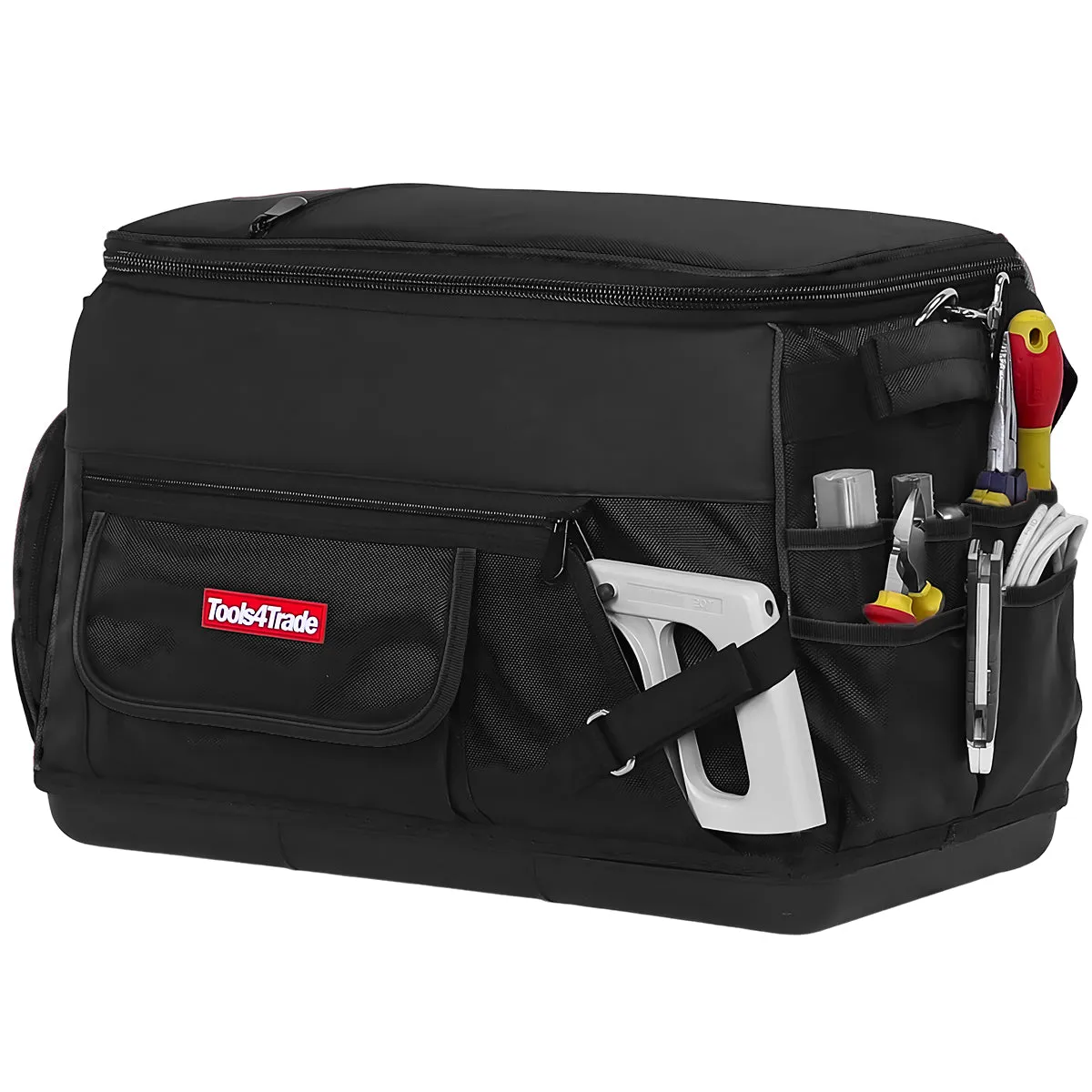 Tools4Trade 20" (50cm) Heavy-Duty Tool Bag with Multi-Pockets & Hard Base - Black