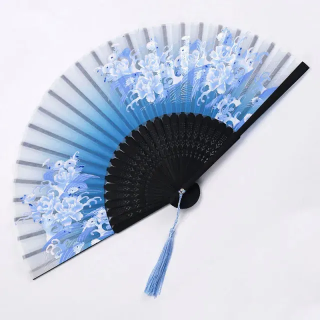 Traditional Japanese Style Floral Hand Fan