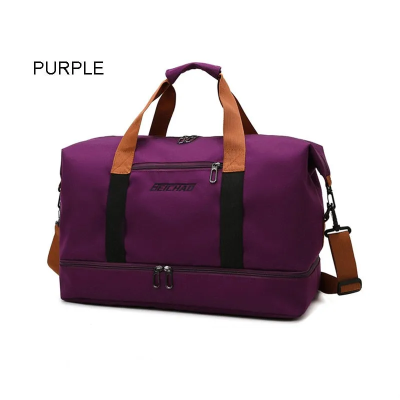 Travel Bags For Women Large Capacity Sports Shoulder High Quality Handbags Waterproof Weekend Female Messenger Tote Dry And Wet