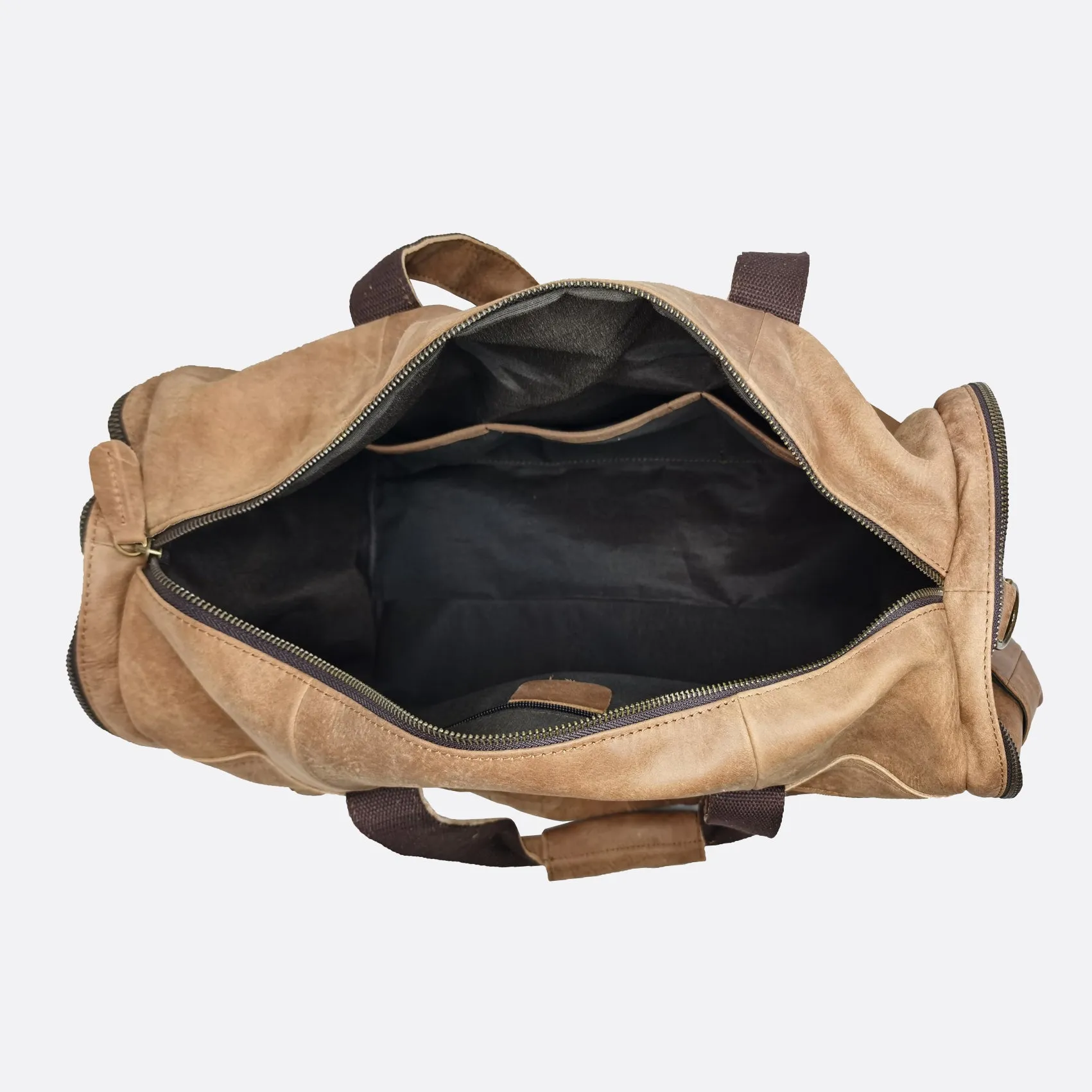 Unisex Women's and Men's genuine cowhide leather duffel travel bag