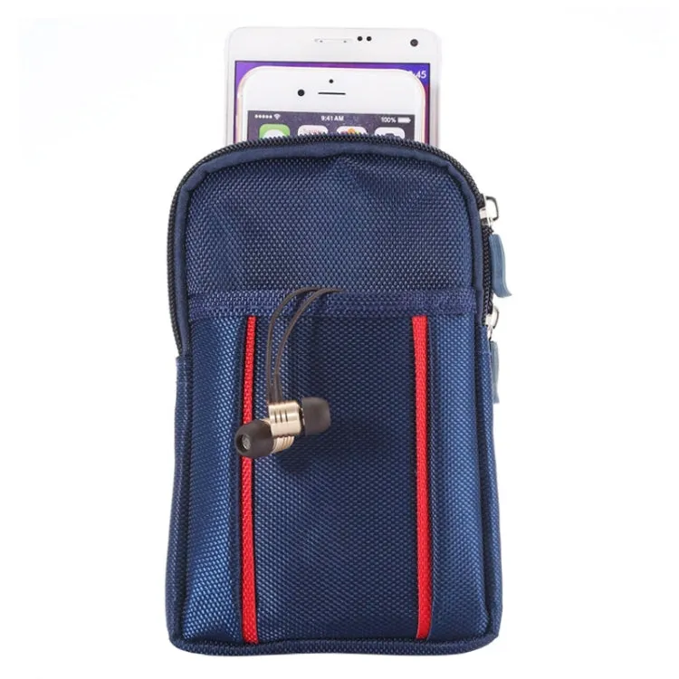 Universal Multifunctional 6.3 Inch Double Lattice Two-colored Polyester Pearl Material Storage Waist Packs / Waist Bag / Hiking Bag / Camping Bag for 6.3 inch Mobile Phones(Blue)