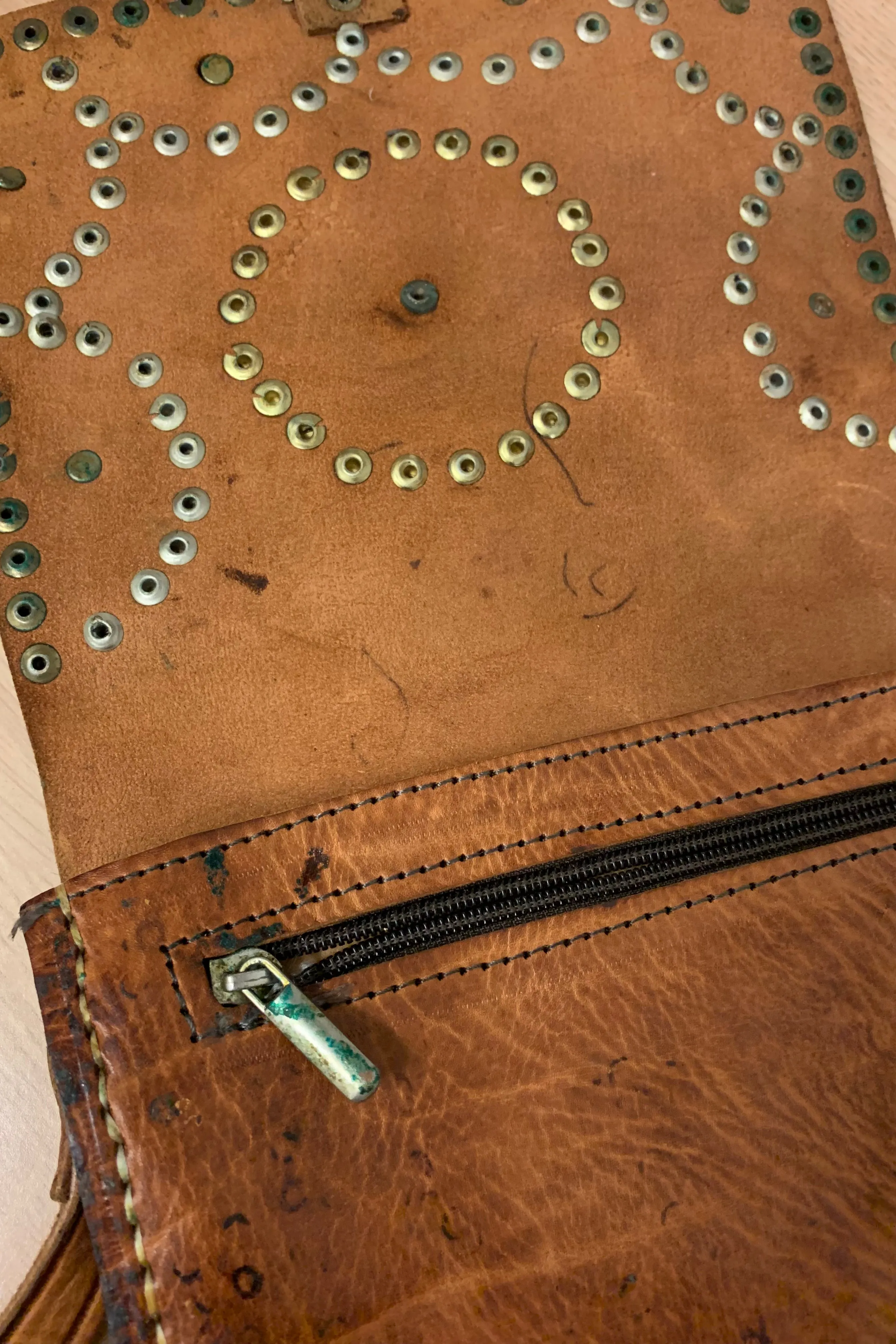 Vintage Studded Coin Satchel Bag