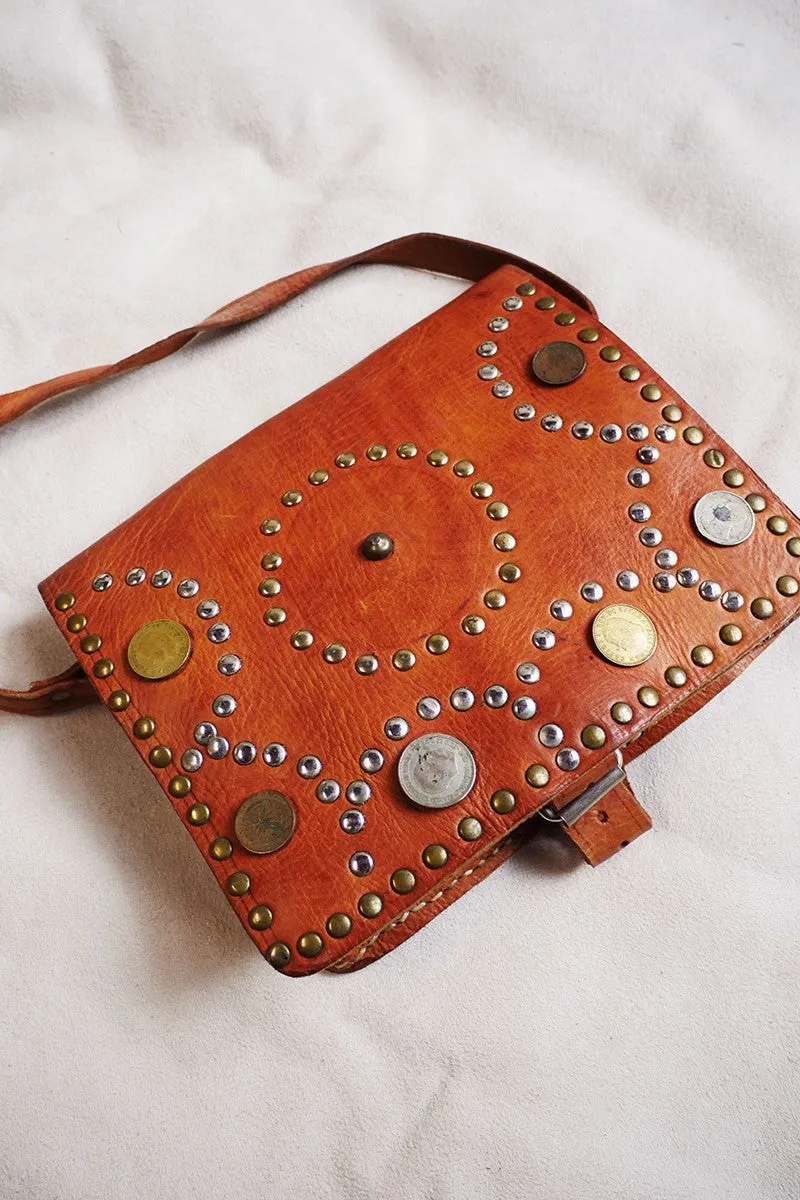 Vintage Studded Coin Satchel Bag