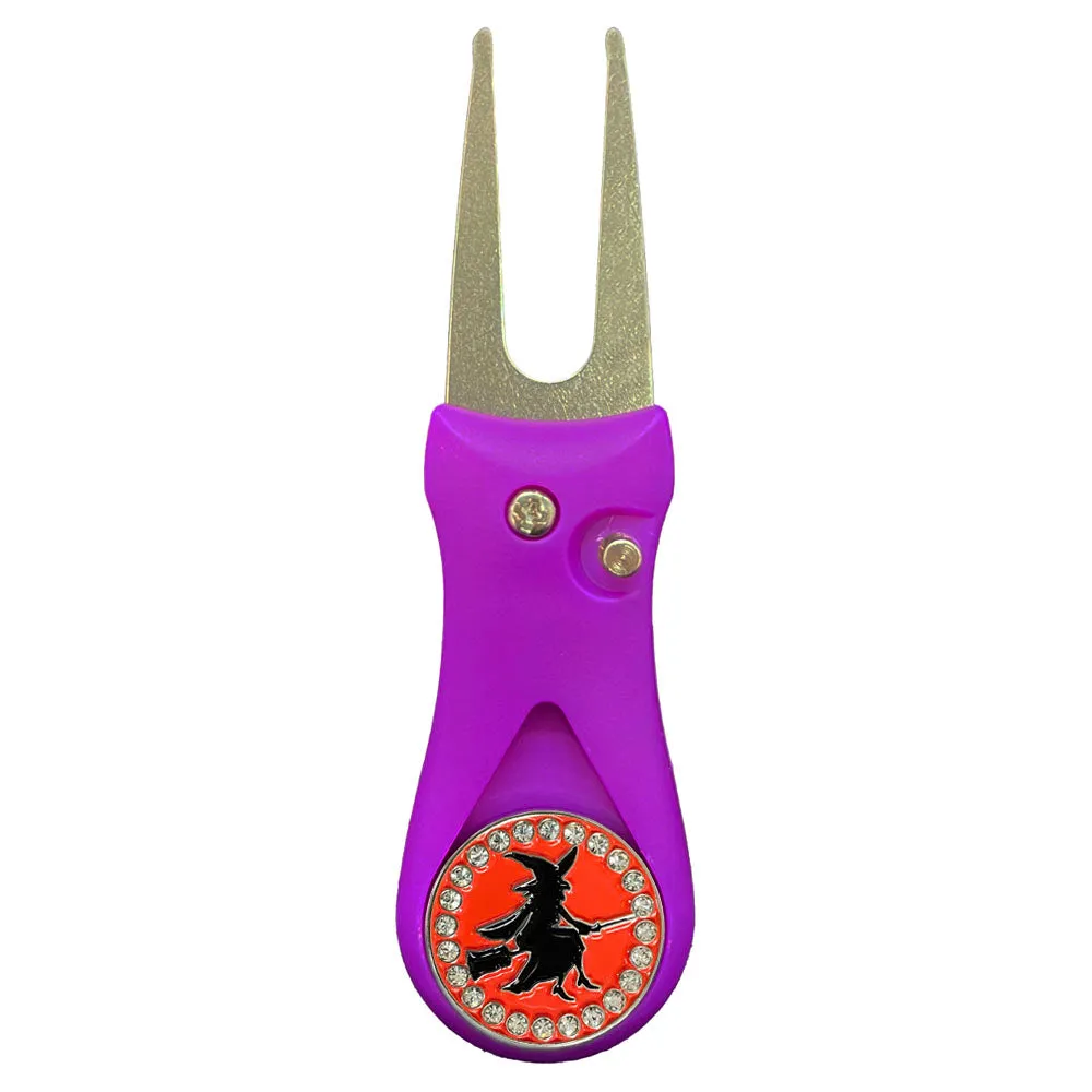 Witch Golf Ball Marker With Colored Divot Repair Tool