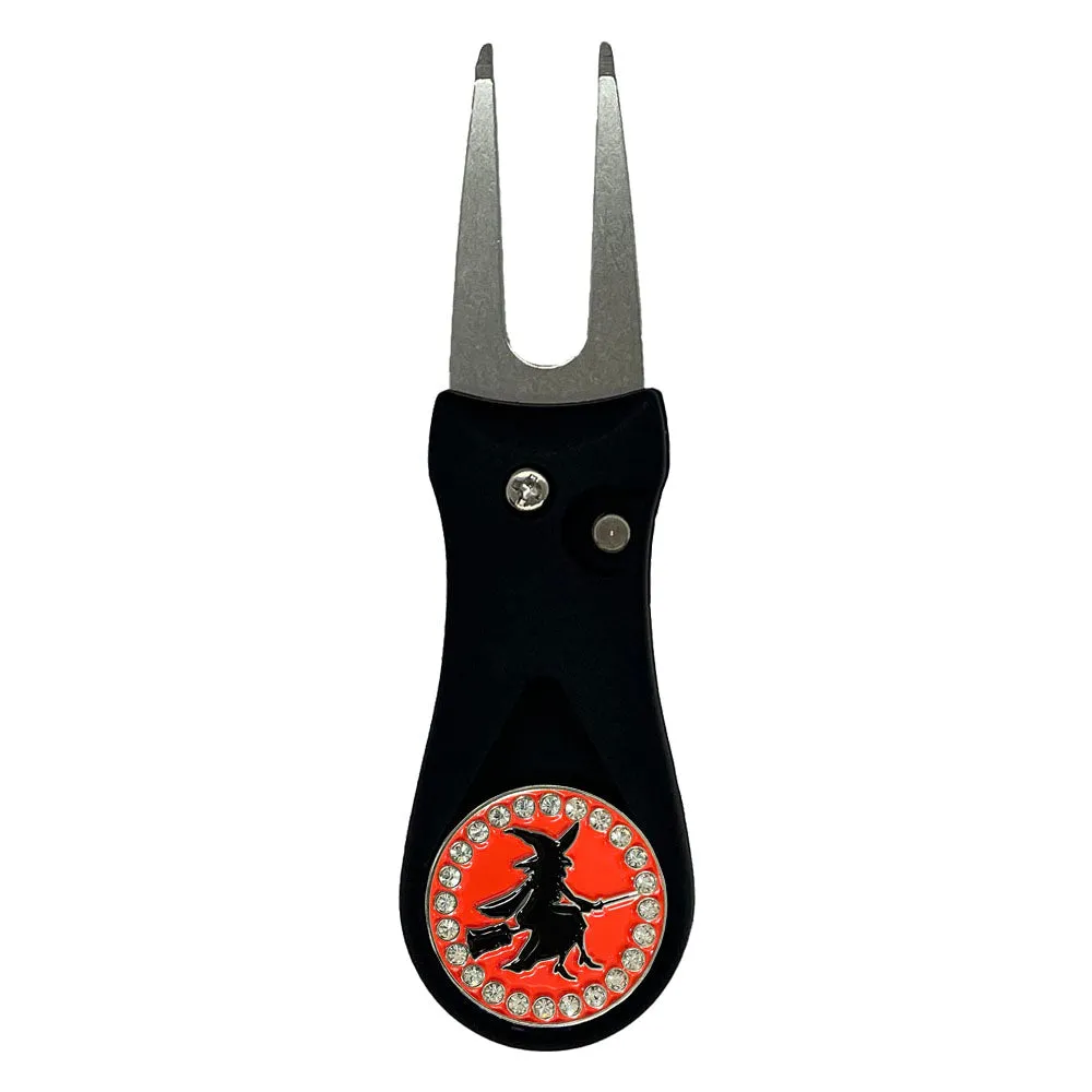 Witch Golf Ball Marker With Colored Divot Repair Tool