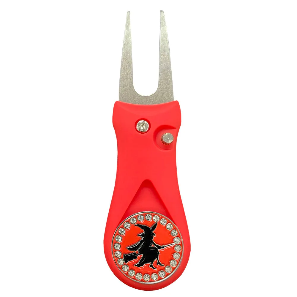 Witch Golf Ball Marker With Colored Divot Repair Tool