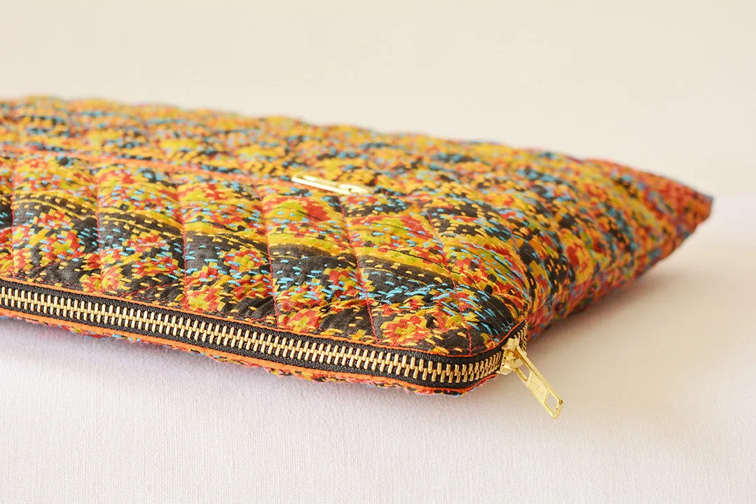 Yellow Vintage Kantha Silk Laptop Sleeve